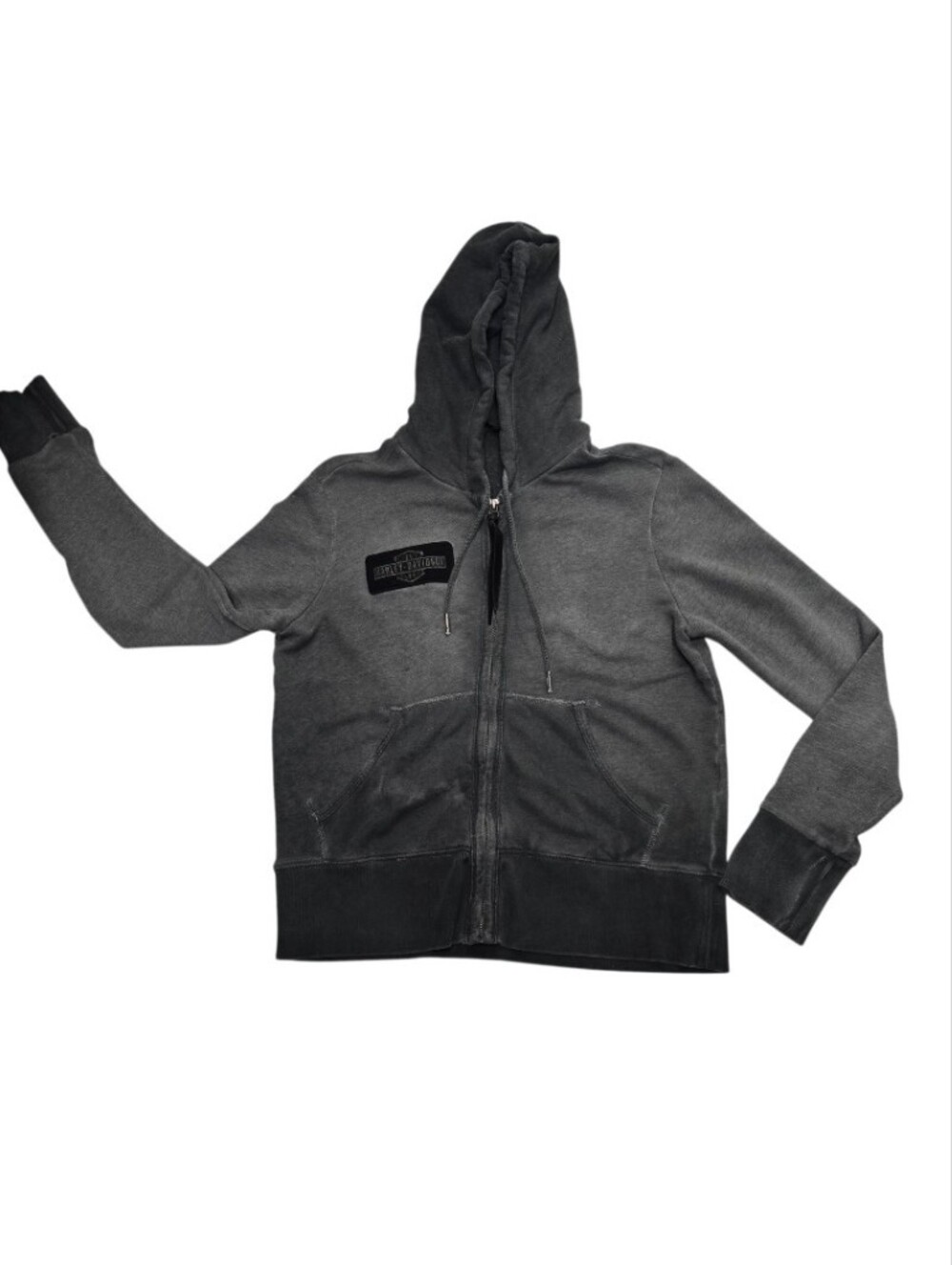 Poshmark: Washed Gray Zip Hoodie Eagle Moto Biker Y2K Grunge Sz M - Picture 5 of 12